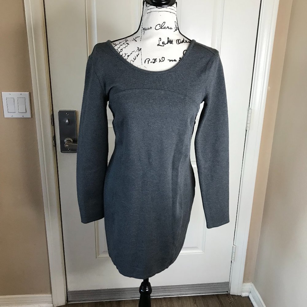 Athleta Illusion Long Sleeve Bodycon Dress Charcoal Grey - Picture 1 of 6